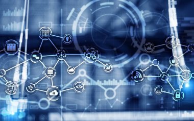 Sunucu odası IOT iletişim akıllı endüstri internet konsepti. Dijital teknoloji.