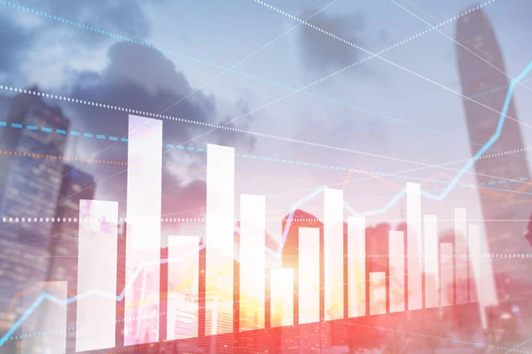 Üç boyutlu Grafik ve Çizgiler. Hong Kong Arkaplanı Bulanık. İş projen için.. — Stok fotoğraf