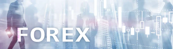 Concepto de Forex Mixed Media sobre fondo de operadores absract. — Foto de Stock