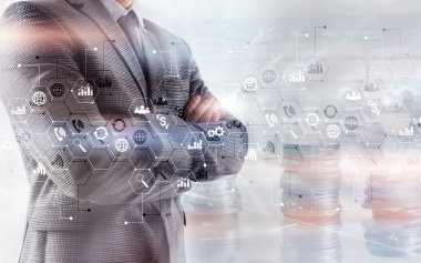 İş Maliyesi Konsepti Çifte Maruziyet Borsa Kontrol Paneli Strateji Pazarlaması.