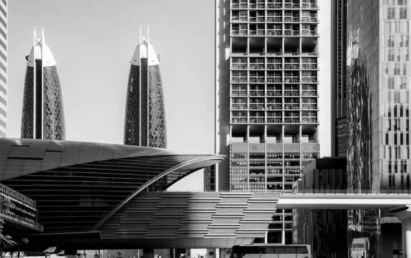 DUBAI, UAE - March 11, 2020: Black and white dubai.编辑 — 图库照片