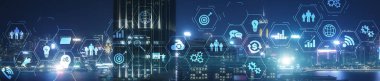ERP Enterprise Kaynak Planlama Sistemi Sanal ekranda İş İstihbaratı arasındaki bağlantılarla.