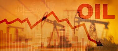 Petrol fiyatları düştü. Petrol kulesi arka planı bulanıklaştırdı. Namlu oku aşağı.