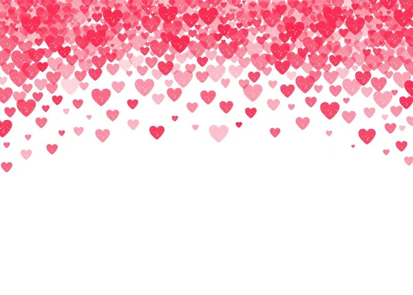 Vallende rode harten confetti romantische achtergrond voor Vallentines dag of bruiloft ontwerp, wenskaarten of posters. — Stockvector
