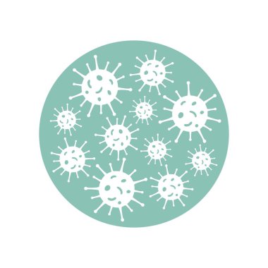 Coronavirüsler daireler çiziyor, Petri kabı. Mikroorganizmalar hastalığa neden olan nesneler. Covid-19 test konsepti.