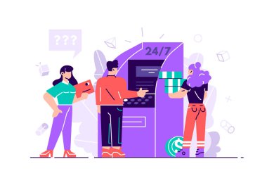 kadın yardımcısı müşterilere yardım ediyor