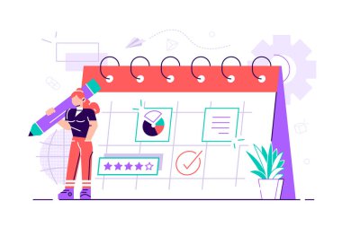 Güzel bir iş kadını onun işini planlıyor.