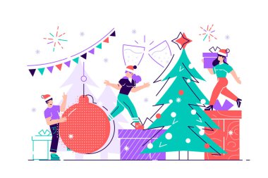 Küçük insanlar yeni yıla hazırlanıyor.