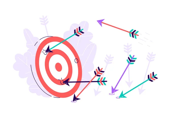 Many arrows missed hitting target mark — Stock Vector