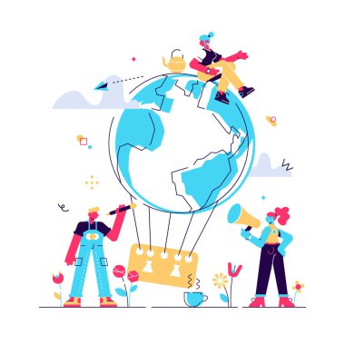 İnsanlar çevre gününe hazırlanıyor.