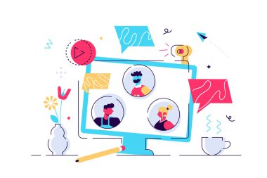 Bir grup meslektaşı olan masaüstü bilgisayarı 