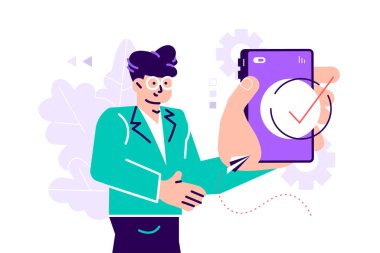 Akıllı telefon görüntüsü gösteren yakışıklı iş adamı