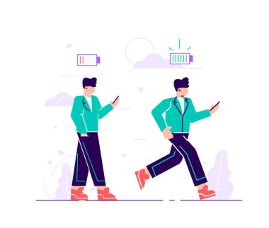 Enerjik ve bitkin işçiler 