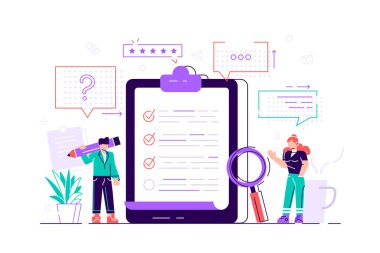 Kalite testi ile düz mini insanlar kavramı
