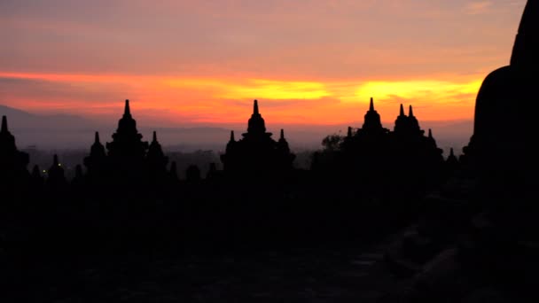 MT Merapi ve Borobudur Tapınağı — Stok video