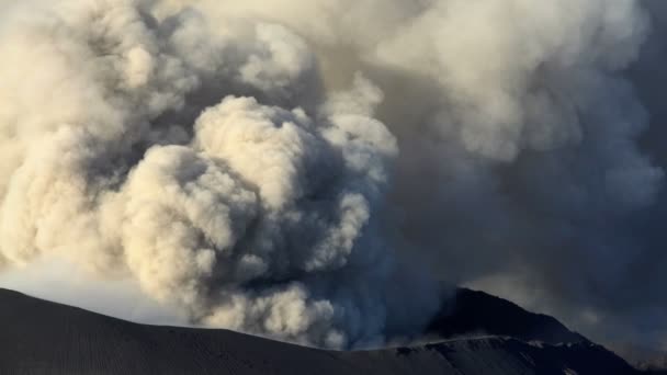 Извергающийся дым горы Бромо — стоковое видео