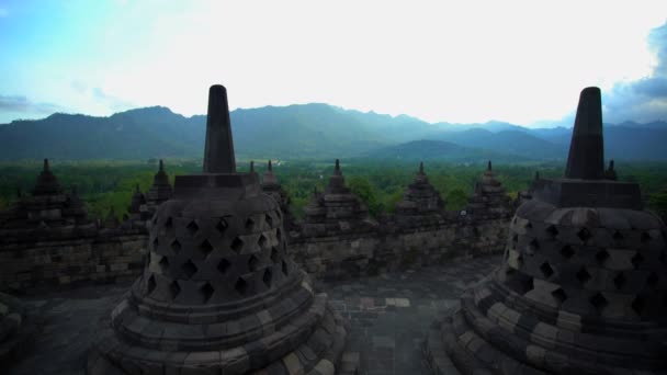 Borobudur templet vid solnedgången — Stockvideo
