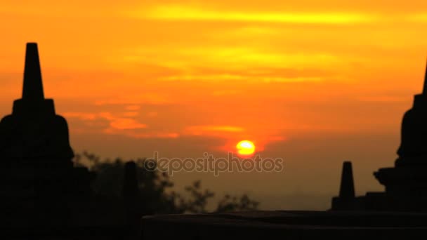 Napkeltekor Borobudur-templom — Stock videók