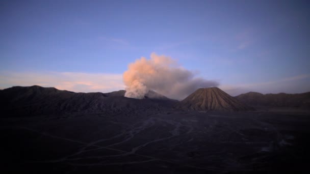 Smoke erupting from Mt Bromo — Stock Video