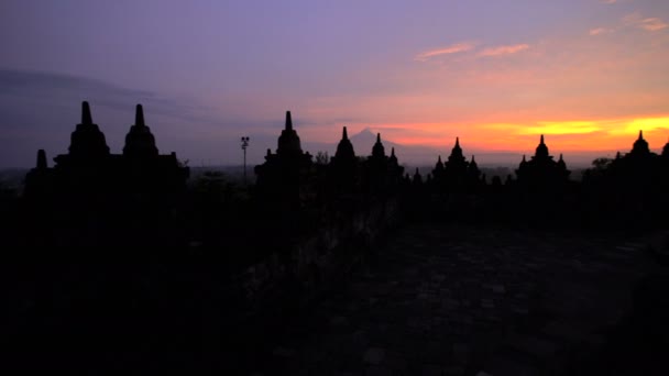 Borobudur ναό με την Ανατολή — Αρχείο Βίντεο