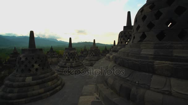 Borobudur Denkmal ein Tempel — Stockvideo