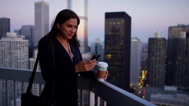 Businesswoman using smartphone — Stock Video