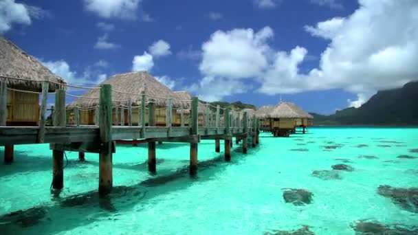 Overwater lyxiga bungalower på Bora Bora — Stockvideo