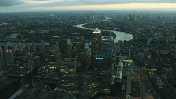 Buildings in Canary Wharf business district — Stock Video