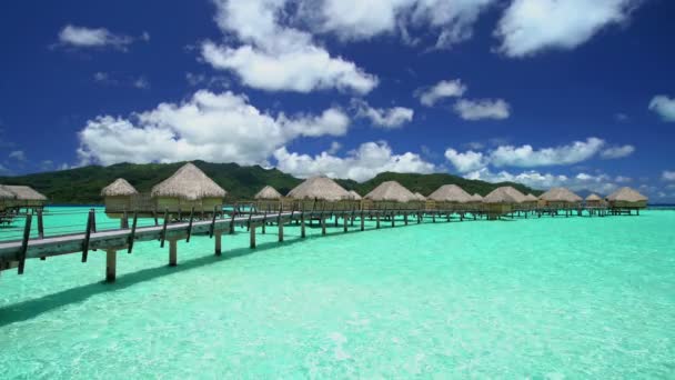 Lüks bungalov Bora Bora overwater — Stok video