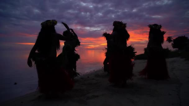 Hombres con chicas bailando hula — Vídeos de Stock