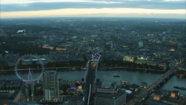 London Eye and River Thames — Stock Video