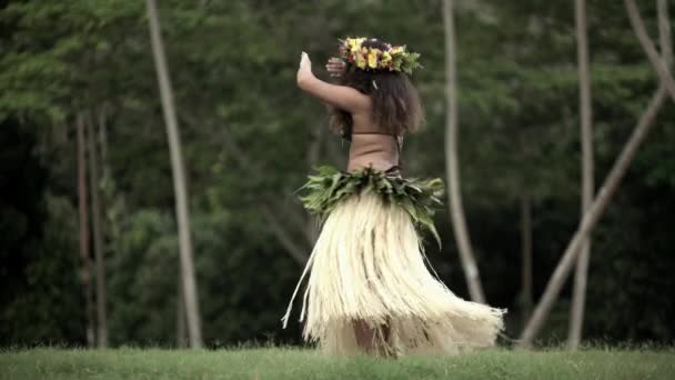 Bailarina hula entretenido en traje — Vídeos de Stock