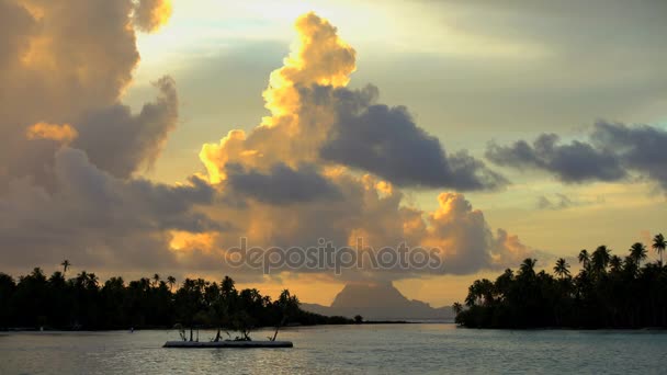 ボラボラ島の熱帯の島の夕日 — ストック動画