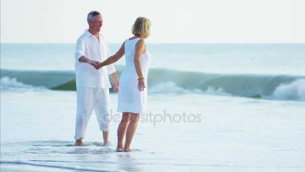 Couple jouissant ensemble sur la plage — Video