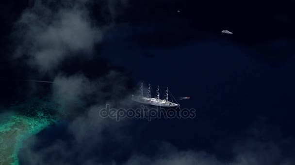 Sailing ship by Bora Bora Island — Stock Video