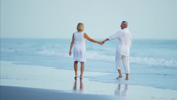 Pareja caminando en la playa — Vídeos de Stock