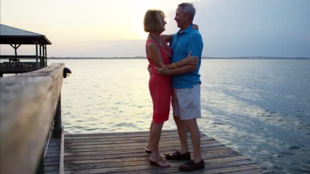 Couple dance on the wharf — Stock Video