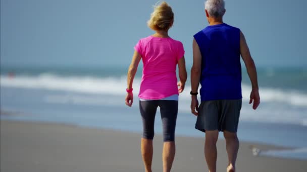 Couple walking on the beach — Stock Video