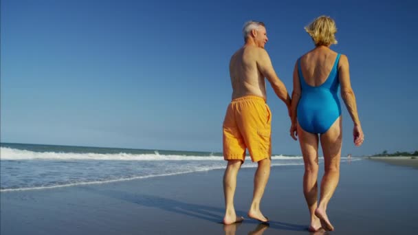 在海滩上玩得开心的夫妻 — 图库视频影像