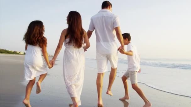 Famiglia trascorrere del tempo in riva al mare — Video Stock