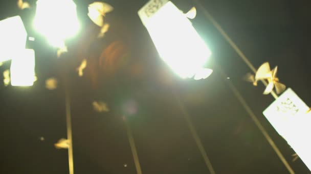 Світло з освітлених крил рою жука — стокове відео