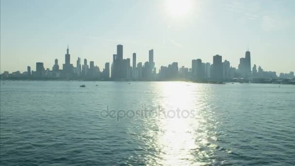 Lago Michigan em Chicago City — Vídeo de Stock