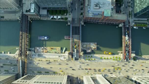 Chicago city River i budynków — Wideo stockowe