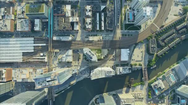 Chicago cidade Rio e arranha-céus edifícios — Vídeo de Stock