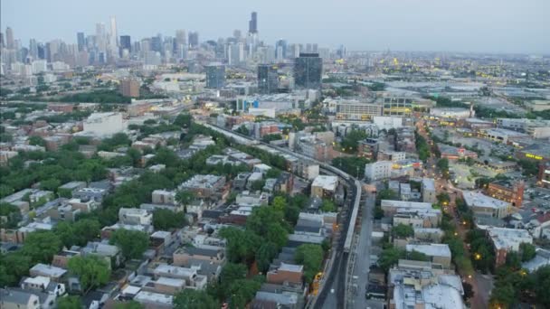 Chicago with highway traffic — Stock Video