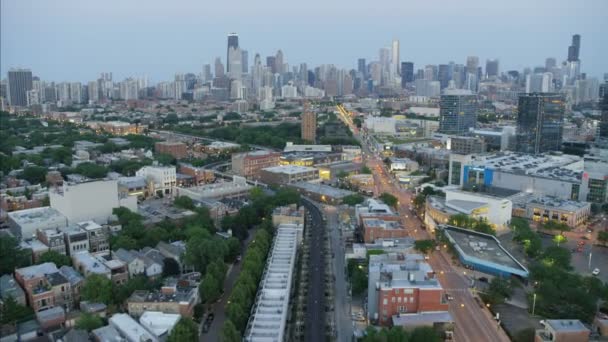 Chicago stad wolkenkrabber gebouwen — Stockvideo