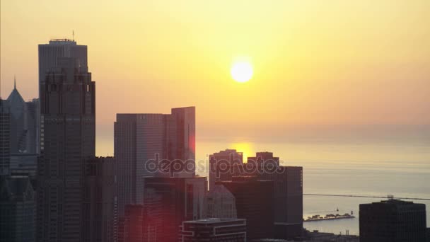 Lago Michigan e Torre Sears — Vídeo de Stock