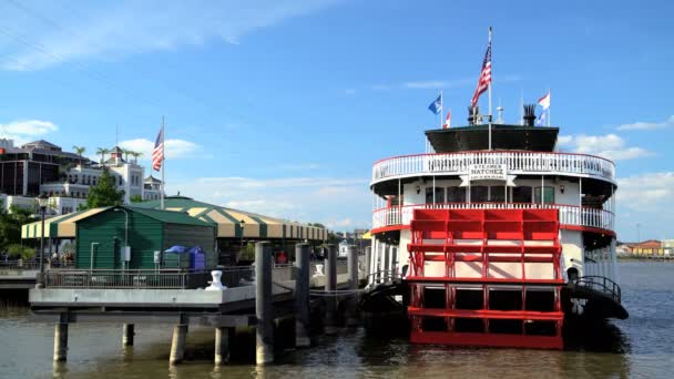 Yandan çarklı vapur Mississippi Nehri üzerinde — Stok video