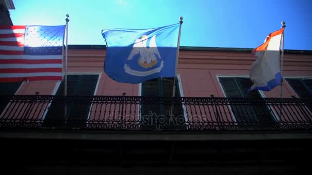 National flags in the French Quarter — Stock Video