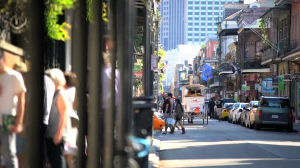 Touristes faisant du shopping dans le quartier français — Video